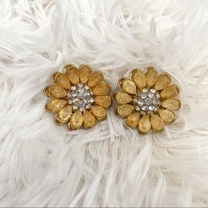 SILVER AND YELLOW FLOWER EARRINGS